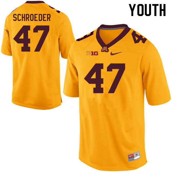 Youth #47 Wyatt Schroeder Minnesota Golden Gophers College Football Jerseys Sale-Gold - Click Image to Close